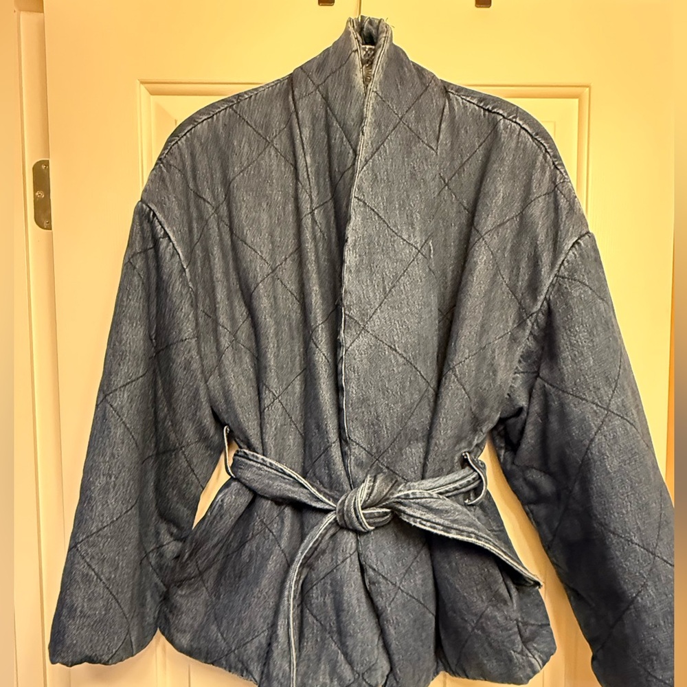 Mango Blue Quilted Jean Jacket